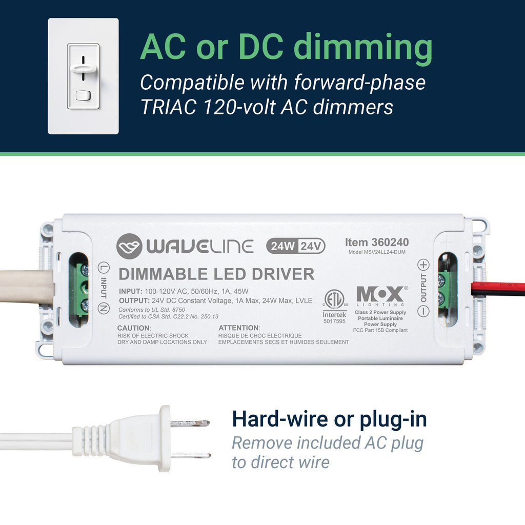 24V Dimmable LED Light Driver - 24W & 60W