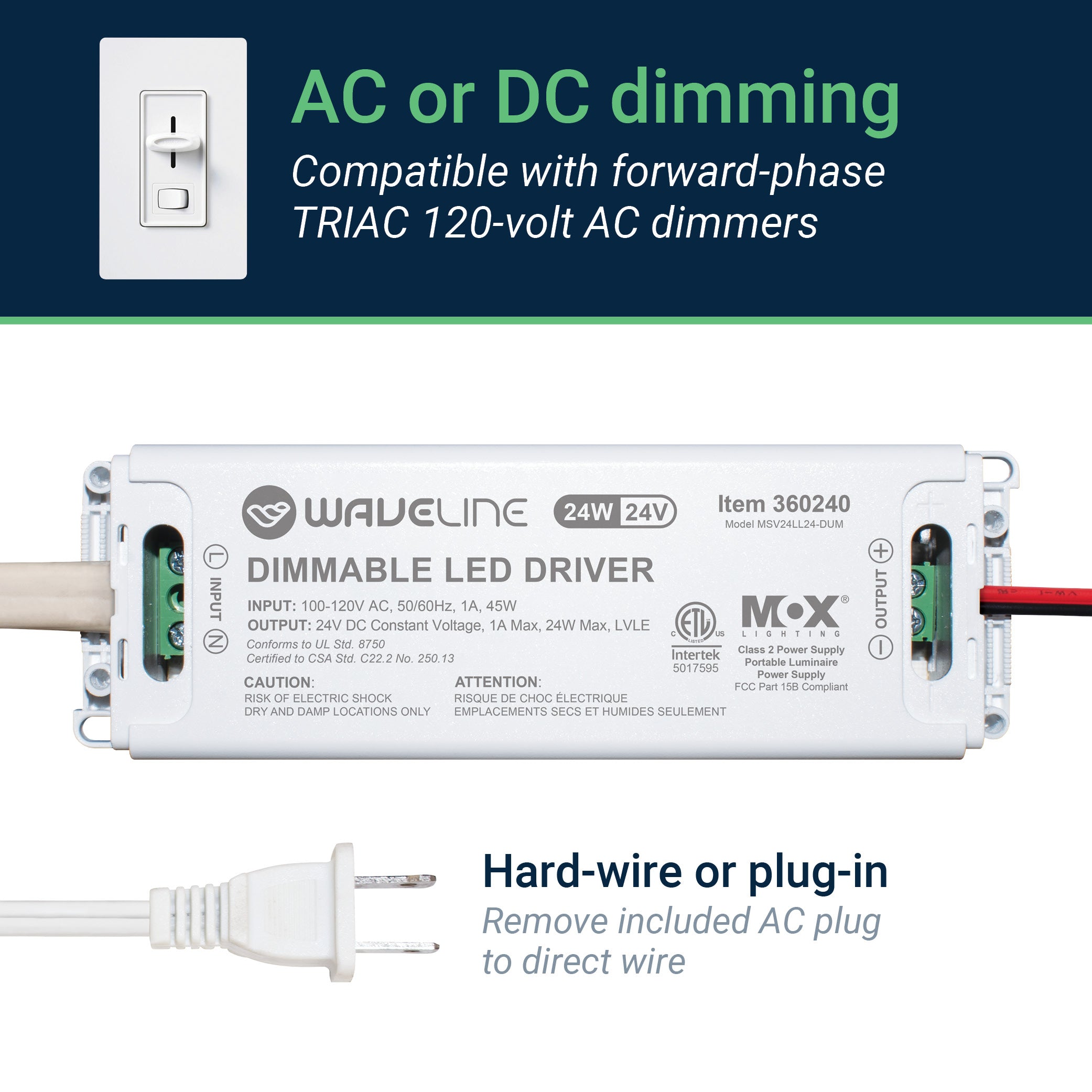 24V Dimmable LED Light Driver - 24W & 60W