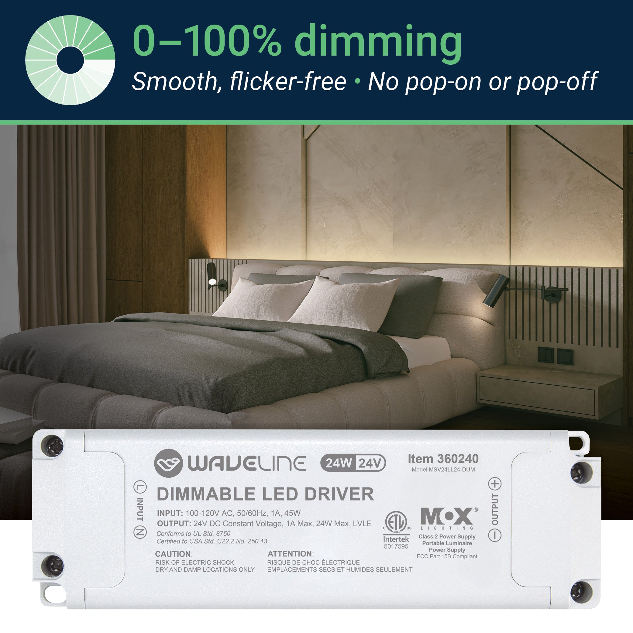 24V Dimmable LED Light Driver - 24W & 60W