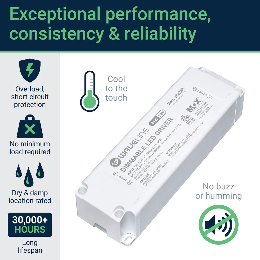 24V Dimmable LED Light Driver - 24W & 60W