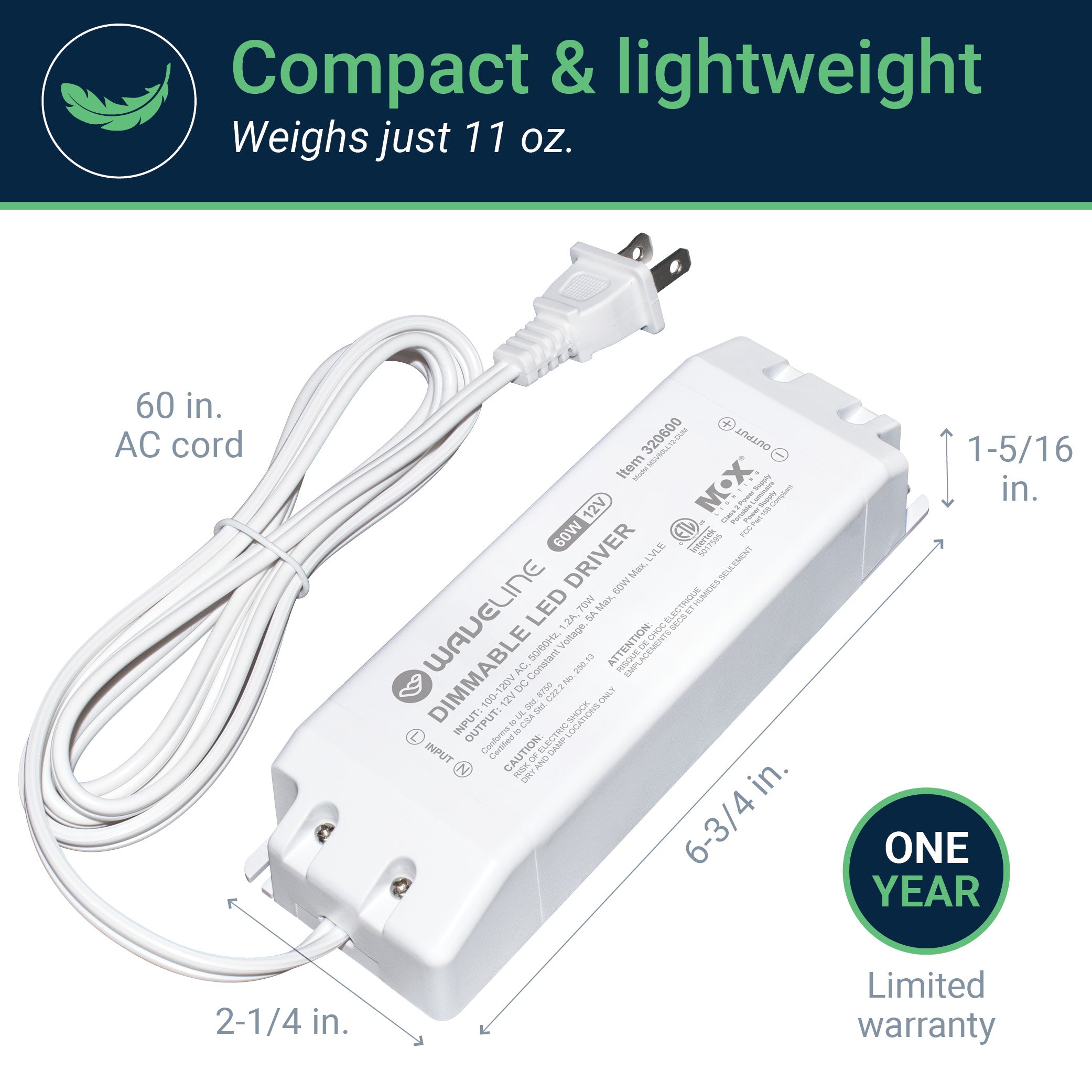 12V Dimmable LED Light Driver - 24W & 60W
